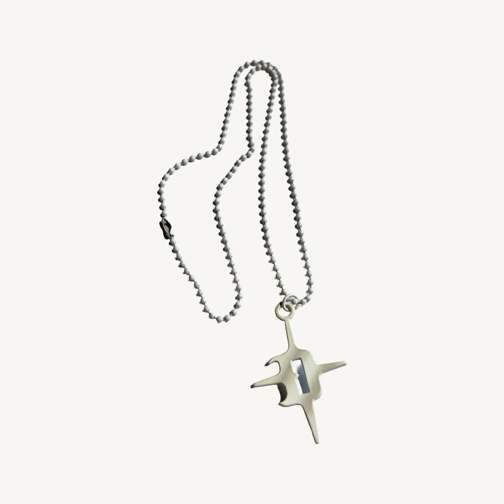 Darker Wav's White Ball Chain Logo Necklace